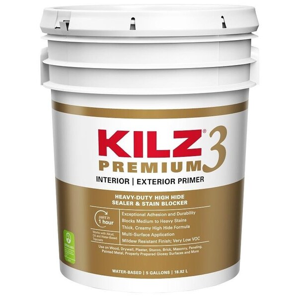 Kilz Sealer and Primer, White, 5 gal, Pail 13000 Zoro